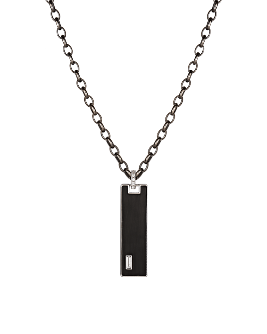 Molu Baget Pırlantalı Siyah Karbonlu Kolye 