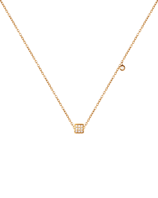 Molu Pırlantalı Küçük Küp Kolye 