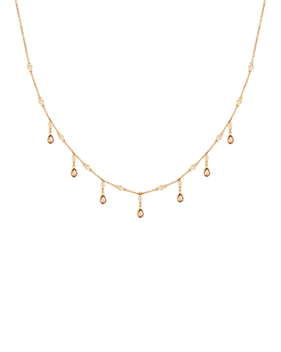  Molu Kahve Pırlantalı Taşlı Zincir Kolye 