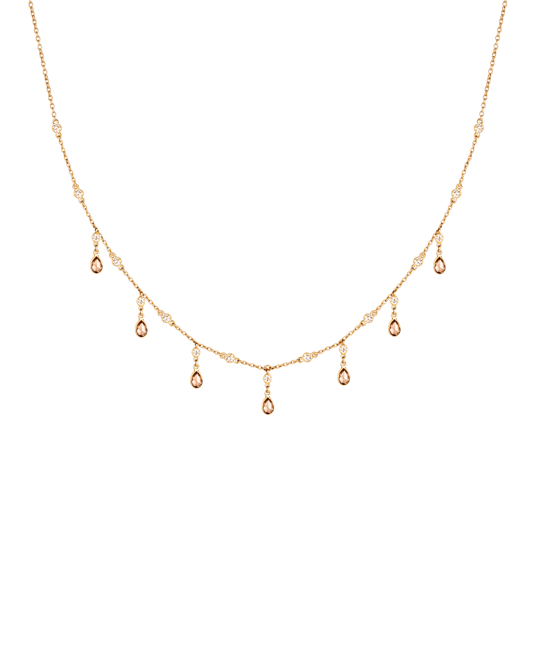  Molu Kahve Pırlantalı Taşlı Zincir Kolye 