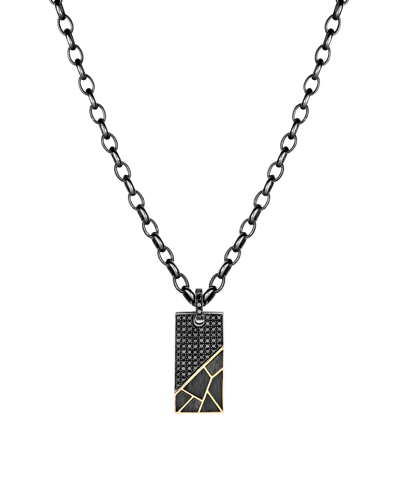 Molu Siyah Pırlantalı Siyah Karbonlu Kolye 