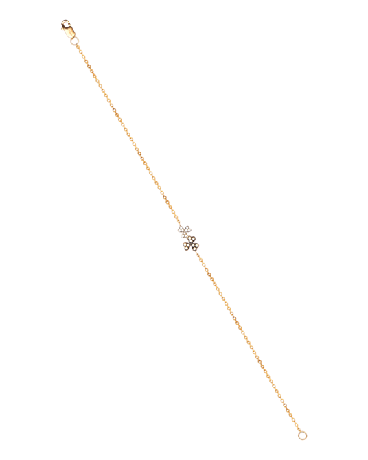 Molu Kahve Beyaz Pırlantalı Çift Yonca Bilezik