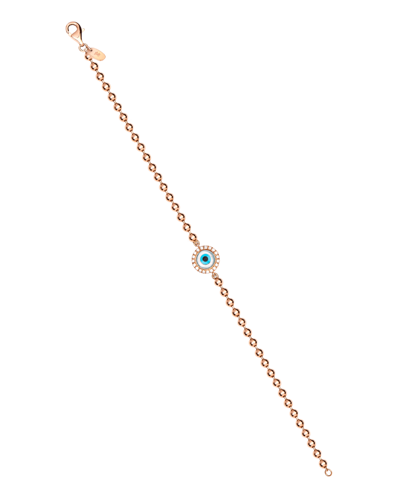 Molu Pırlantalı Yuvarlak Gözlü Top Zincirli Bilezik