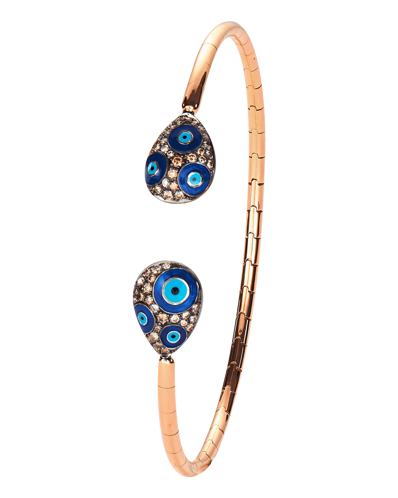 Molu Kahve Pırlantalı Mineli Kelepçe Gözlü Bilezik