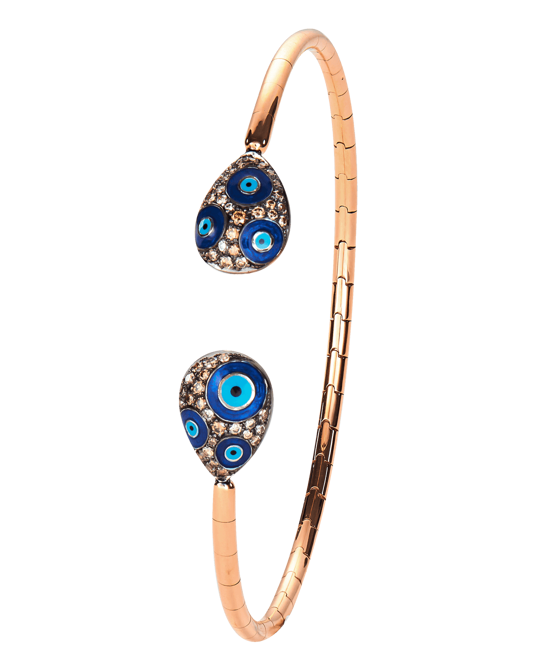 Molu Kahve Pırlantalı Mineli Kelepçe Gözlü Bilezik