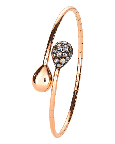 Molu Kahve Pırlantalı Kelepçe Bilezik