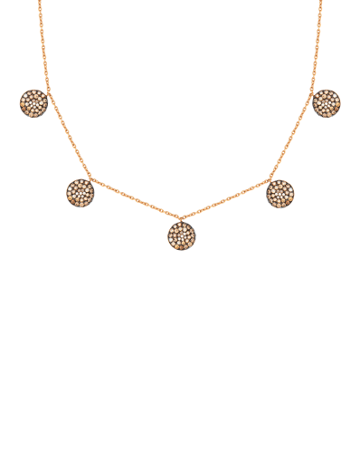 Molu Kahve Pırlantalı Beş Yuvarlak Pave Kolye 