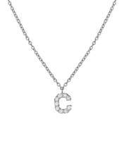 Molu Pırlantalı C Harfli Kolye