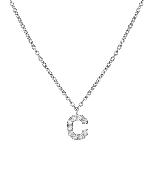 Molu Pırlantalı C Harfli Kolye