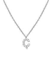 Molu Pırlantalı Ç Harfli Kolye