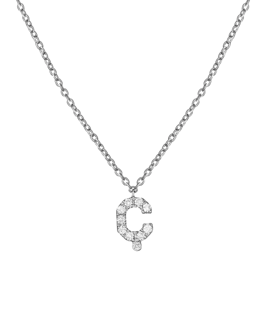 Molu Pırlantalı Ç Harfli Kolye