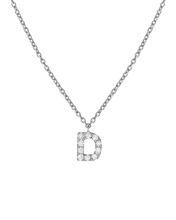 Molu Pırlantalı D Harfli Kolye