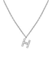 Molu Pırlantalı H Harfli Kolye