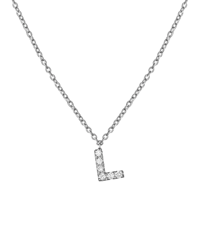 Molu Pırlantalı L Harfli Kolye