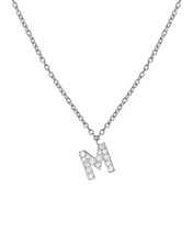 Molu Pırlantalı M Harfli Kolye