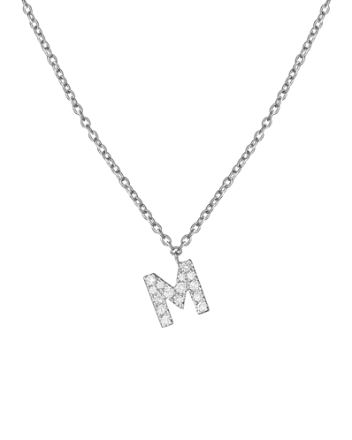 Molu Pırlantalı M Harfli Kolye