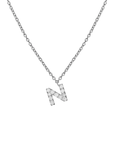 Molu Pırlantalı N Harfli Kolye