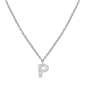 Molu Pırlantalı P Harfli Kolye