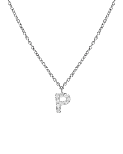 Molu Pırlantalı P Harfli Kolye