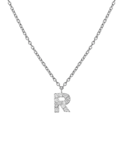 Molu Pırlantalı R Harfli Kolye
