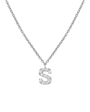 Molu Pırlantalı S Harfli Kolye