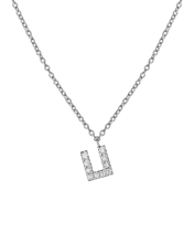 Molu Pırlantalı U Harfli Kolye