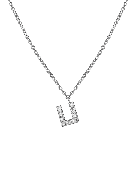 Molu Pırlantalı U Harfli Kolye