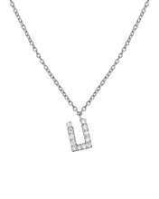 Molu Pırlantalı Ü Harfli Kolye