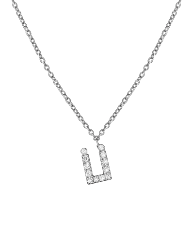 Molu Pırlantalı Ü Harfli Kolye