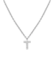 Molu Pırlantalı T Harfli Kolye