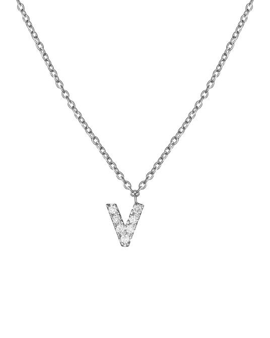 Molu Pırlantalı V Harfli Kolye