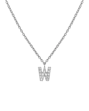 Molu Pırlantalı W Harfli Kolye