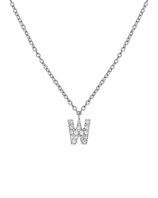 Molu Pırlantalı W Harfli Kolye