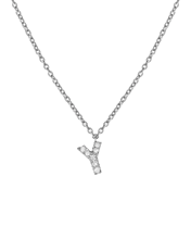 Molu Pırlantalı Y Harfli Kolye