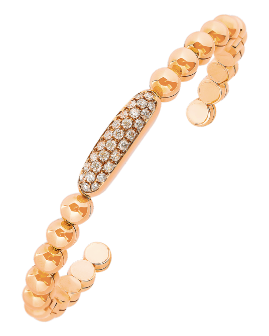 Molu Pırlantalı Altın Top Kelepçe Bilezik