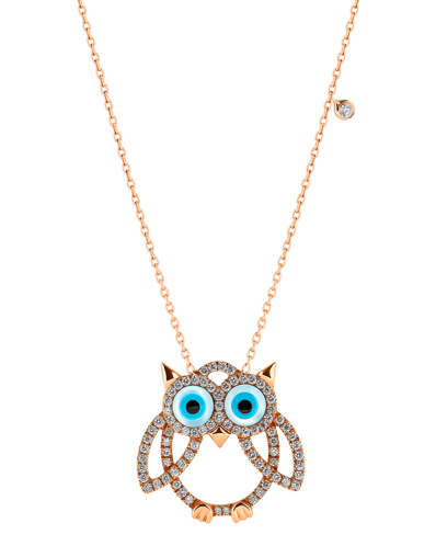 Molu Pırlantalı Gözlü Baykuş Kolye