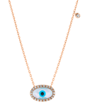 Molu Pırlantalı Oval Gözlü Kolye
