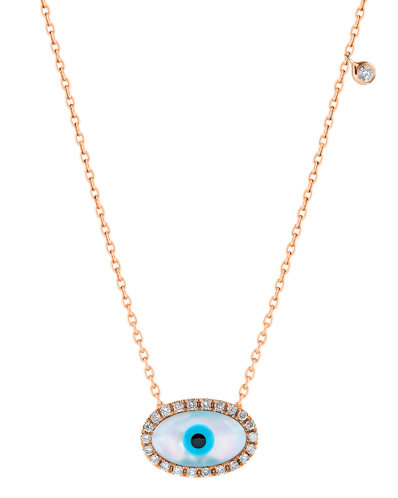 Molu Pırlantalı Oval Gözlü Kolye