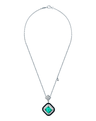 Molu Pırlantalı Zümrütlü Kolye