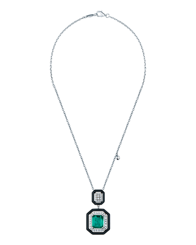 Molu Pırlantalı Zümrütlü Kolye