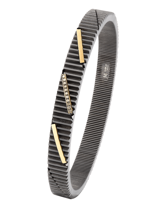 Molu Kahve Pırlantalı Gümüş Bilezik