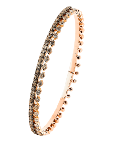 Molu Kahve Pırlantalı Mıknatıslı Kelepçe Bilezik