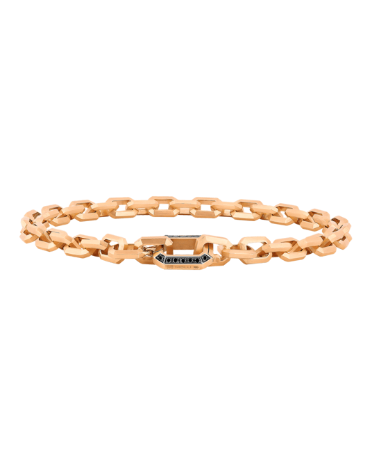 Molu Siyah Pırlantalı Altın Zincir Bilezik