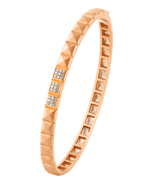 Molu Pırlantalı Kelepçe Mat Bilezik