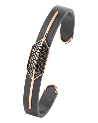 Molu Siyah Pırlantalı Karbon Fiber Bilezik