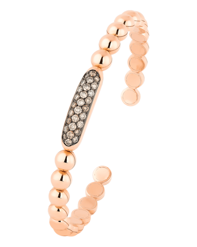 Molu Kahve Pırlantalı Altın Top Kelepçe Bilezik