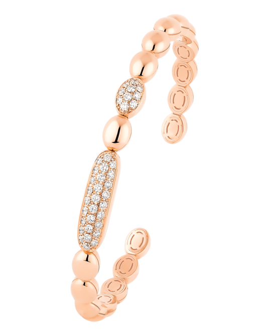 Molu Pırlantalı Altın Top Kelepçe Bilezik