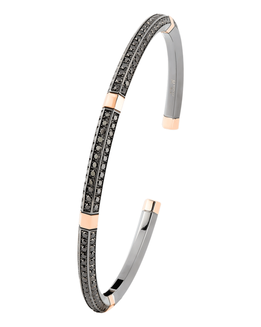 Molu Siyah Pırlantalı Gümüş Bilezik