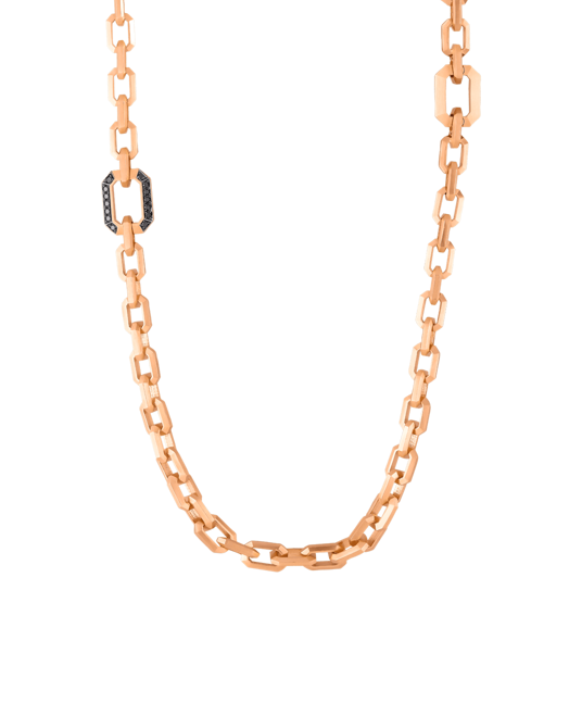 Molu Siyah Pırlantalı Zincir Kolye