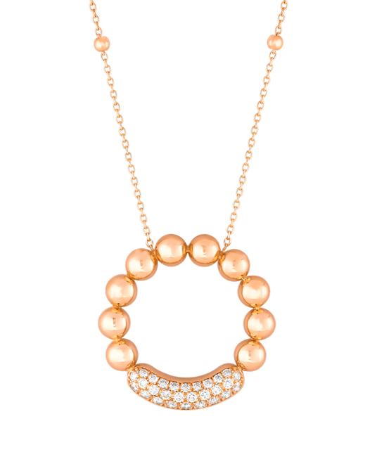 Molu Pırlantalı Altın Top Kolye